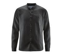 HempAge Stehkragen Freizeithemd aus 100% Hanf Black XXL
