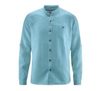 HempAge Stehkragen Freizeithemd aus 100% Hanf Wave Blau L