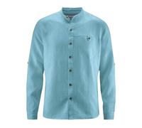 HempAge Stehkragen Freizeithemd aus 100% Hanf Wave Blau M