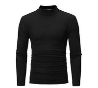 Henagehde Unterziehpullover, Rollkragen, Herren, Winter, warm, langärmlig, weich und elastisch, Herren, Winter, einfarbig, Feinstrick-Pullover, Herren, Komfort, Slim Fit T-Shirts, B-Schwarz, Medium