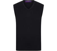 Henbury Herren Feinstrick-Pullunder mit V-Ausschnitt – Größe XL, Schwarz