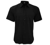 Henbury Herren Hemd, kurzärmlig (XL) (Schwarz)