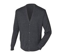 Henbury Herren Mens Lightweight V Cardigan Strickjacke, Grau (Grey Marl), Medium