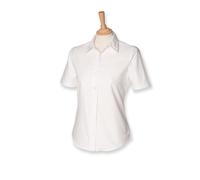 Henbury - Ladies´ Classic Short Sleeved Oxford Shirt White - Gr. - M (12)