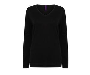 Henbury - Ladies´ Lightweight V-Neck Jumper Black - Gr. - L