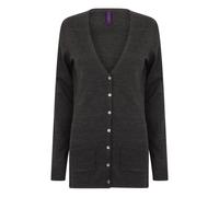 HENBURY LADIES V BUTTON CARDIGAN XS GREY MARL