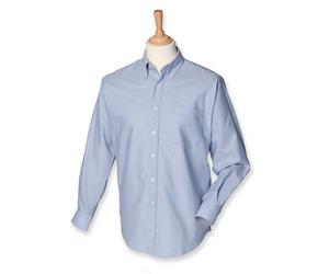 Henbury - Men´s Classic Long Sleeved Oxford Shirt Blue Oxford - Gr. - 3XL