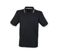 Henbury - Men´s Coolplus® Short Sleeved Tipped Polo Shirt Black - Gr. - 3XL