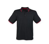 Henbury - Men´s Coolplus® Short Sleeved Tipped Polo Shirt Black - Gr. - XXL