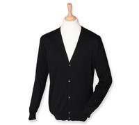 Henbury - Men´s Lightweight V-Neck Cardigan Black - Gr. - XXL