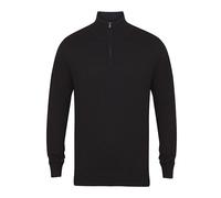 Henbury - Men´s Quarter Zip Jumper Black - Gr. - S