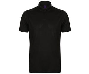 Henbury - Men´s Slim Fit Stretch Polo Shirt + Wicking Finish Black - Gr. - L