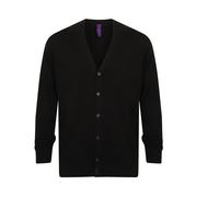 HENBURY MEN'S V BUTTON CARDIGAN XS BLACK