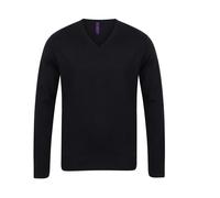 HENBURY MEN'S V-NECK JUMPER L PURPLE