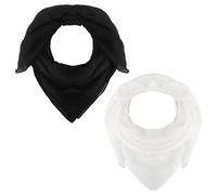 HENGBIRD Halstuch Damen 2er Set - Quadratisches Tuch aus Baumwollmischung, Elegant in Schwarz & Weiß, Leicht & Atmungsaktiv, Vielseitig Tragbar für Sommer, Büro, Reisen & Alltag
