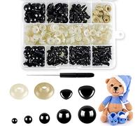 Hengxinc 330 Stück Sicherheitsaugen für Häkeltiere Schwarz Amigurumi Augen 5-12mm Augen zum Basteln Kunststoff Knopfaugen für Häkeltiere mit Unterlegscheiben für Häkeltiere Puppe Marionette Plüschtier
