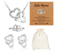 Henjunu Mutter Kette,Muttertagsgeschenk Mama,Herz Schmuck Geschenk für Mutter,Herz Halskette mit Armband Ring Ohrringe,für Muttertag Geburtstag Weihnachten