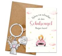 Henjunu Schutzengel Auto Schlüsselanhänger, Glücksbringer Für Fahranfänger, Fahre nie schneller als dein Schutzengel fliegen kann Fahr Vorsichtig Geschenke für Frau Mann