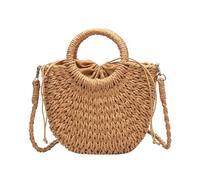 Henkelhandtasche für Den Sommer, Damen Crossbody-Tasche, Damen Strohstrandtasche Gewebte, Strohhandtasche, Sommer Strandtasche Strohtasche Umhängetasche Flechttasche, Brown