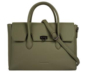 Henkeltasche BUGATTI "IRIA", Damen, Gr. B/H/T: 36cm x 24cm x 16cm onesize, oliv, Polyurethan (PU), leicht glänzend, unifarben, Taschen (70451041-0) oliv