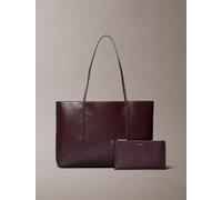 Henkeltasche CALVIN KLEIN "AOP TOTE W/ POUCH ON STRAP", Damen, Gr. B/H/T: 39cm x 27,5cm x 12,5cm, fudge aop, Polyester, bedruckt, Taschen, Umhängetasche, Schultertasche, Set, mit Monogramm-Print (8118