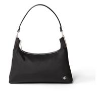 Henkeltasche CALVIN KLEIN JEANS "SATIN NYLON SMALL SHOULDER BAG", Damen, Gr. B/H/T: 25cm x 20cm x 4,5cm, schwarz, Polyester, unifarben, Taschen, Umhängetasche, Damen Handtasche, Henkeltasche mit CK-Lo