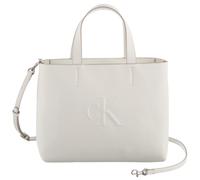 Henkeltasche CALVIN KLEIN JEANS "SCULPTED MINI EW TOTE", Damen, Gr. B/H/T: 27cm x 22cm x 7cm, weiß (lily weiß), Lederimitat, unifarben, Taschen, Shopper, große Schultertasche, mit abnehmbarem Schulter