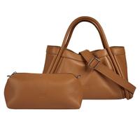 Henkeltasche CLUTY "2 in 1", Damen, Gr. B/H/T: 34cm x 20cm x 13cm onesize, cognac, Leder, leicht glänzend, unifarben, Taschen, echt Leder, Made in Italy (89459101-0) cognac