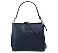 Henkeltasche CLUTY, Damen, Gr. B/H/T: 25cm x 21cm x 12cm onesize, blau, Leder, leicht glänzend, unifarben, Taschen, echt Leder, Made in Italy (74669719-0) blau