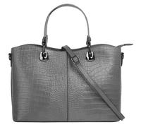 Henkeltasche CLUTY, Damen, Gr. B/H/T: 32cm x 22cm x 11cm onesize, grau, Leder, Reptilienprägung, Taschen, echt Leder, Made in Italy (62335134-0) grau