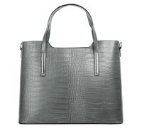 Henkeltasche CLUTY, Damen, Gr. B/H/T: 37cm x 29cm x 16cm onesize, grau, Leder, Reptilienprägung, Taschen, echt Leder, Made in Italy (14324763-0) grau