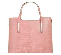 Henkeltasche CLUTY, Damen, Gr. B/H/T: 37cm x 29cm x 16cm onesize, rosa, Leder, Reptilienprägung, Taschen, echt Leder, Made in Italy (91090164-0) rosa