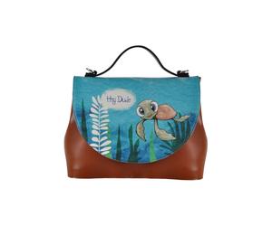 Henkeltasche DOGO "Handy Umhängetasche Caretta Schultertasche", Damen, Gr. B/H/T: 24cm x 12cm onesize, braun, Taschen, Handgefertigt (58963526-0) braun