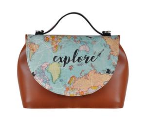 Henkeltasche DOGO "Handy Umhängetasche Explore Schultertasche", Damen, Gr. B/H/T: 24cm x 12cm onesize, braun, Taschen, Handgefertigt (40440205-0) braun