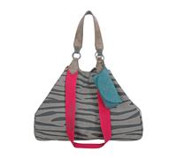 Henkeltasche FRITZI AUS PREUSSEN "Izzy", Damen, Gr. B/H/T: 16cm x 36cm x 50cm, grau (grau, rot), Baumwolle, unifarben, Taschen, aus veganen Materialien (92013838-0) grau, rot