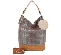 Henkeltasche FRITZI AUS PREUSSEN "Olga Limited Painted Straw", Damen, Gr. B/H/T: 17cm x 37cm x 27cm, silber (silberfarben, braun), Polypropylen, mehrfarbig, Taschen, mit abnehmbarem Etui mit Reißversc