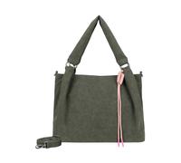 Henkeltasche FRITZI AUS PREUSSEN "Sue03 Suede Jacky Soft Dark Anthra", Damen, Gr. B/H/T: 12cm x 28,5cm x 37cm, olivgrün, Lederimitat, unifarben, Taschen, mit abnehmbarer Makramee-Schnur (77296223-0) o