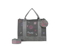 Henkeltasche FRITZI AUS PREUSSEN "Tote Bag Limited Embro Fun", Damen, Gr. B/H/T: 14cm x 29,5cm x 40cm, grau (anthrazit), Baumwolle, mehrfarbig, Taschen, mit tollen Stick-Details (51063505-0) anthrazit