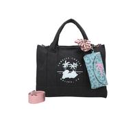 Henkeltasche FRITZI AUS PREUSSEN "Tote Bag Malibu Denim Limited Barbie", Damen, Gr. B/H/T: 40cm x 29,5cm x 14cm, schwarz, Baumwollmischung, bedruckt, Taschen, mit abnehmbarem Haarband (77452935-0) sch