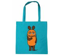Henkeltasche LOGOSHIRT "Baumwolltasche Die Sendung mit der Maus", Damen, Gr. B/H/T: 8,5cm x 38cm x 42cm, blau (türkis), Baumwolle, bedruckt, Taschen, mit Sendung mit der Maus-Logo (60524920-0) türkis