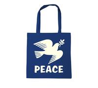 Henkeltasche LOGOSHIRT "Baumwolltasche Peace Friedenstaube", Damen, Gr. B/H/T: 38cm x 42cm, blau, Baumwolle, bedruckt, Taschen, mit Peace-Motiv (48195461-0) blau