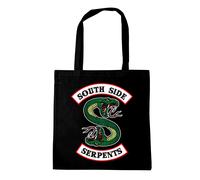 Henkeltasche LOGOSHIRT "Baumwolltasche Riverdale South Side", Damen, Gr. B/H/T: 38cm x 42cm, schwarz, Baumwolle, bedruckt, mehrfarbig, Taschen, mit coolem Fan-Print (22813659-0) schwarz