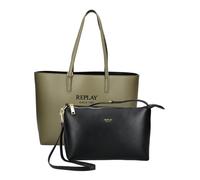 Henkeltasche REPLAY "Replay Taschen Lederimitat", Damen, Gr. onesize, grün (olive, schwarz), Lederimitat, Taschen Henkeltasche (58507329-0)