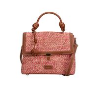 Henkeltasche RIEKER, Damen, Gr. B/H/T: 25cm x 20cm x 9cm, bunt (cognac, rot, orange), Lederimitat, Textil, Taschen, Handtasche, Umhängetasche Damen mit abnehmbarem Umhängeriemen (51358421-0) cognac, r