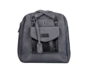 Henkeltasche RIEKER, Damen, Gr. B/H/T: 31cm x 32cm x 12cm, schwarz (dunkelblau, schwarz), Lederimitat, unifarben mit Farbeinsatz, Taschen, Damen-Tasche, Umhängetasche, auch als Rucksack tragbar (79804