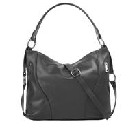 Henkeltasche SAMANTHA LOOK, Damen, Gr. B/H/T: 36cm x 25cm x 9cm onesize, grau, Leder, glänzend, Taschen, echt Leder, Made in Italy (72423619-0) grau