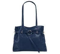 Henkeltasche SAMANTHA LOOK, Damen, Gr. B/H/T: 36cm x 26cm x 15cm onesize, blau, Leder, leicht glänzend, unifarben, Taschen, echt Leder, Made in Italy (18970230-0) blau
