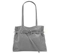 Henkeltasche SAMANTHA LOOK, Damen, Gr. B/H/T: 36cm x 26cm x 15cm onesize, grau, Leder, leicht glänzend, unifarben, Taschen, echt Leder, Made in Italy (56805057-0) grau