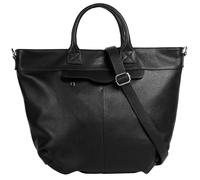 Henkeltasche SAMANTHA LOOK, Damen, Gr. B/H/T: 43cm x 29cm x 11cm onesize, schwarz, Leder, leicht glänzend, unifarben, Taschen, echt Leder, Made in Italy (96910854-0) schwarz