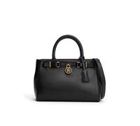 Henkeltasche TOMMY HILFIGER "AMERICAN ICON MINI TOTE LEATHER", Damen, Gr. B/H/T: 28cm x 18cm x 14cm, schwarz, Leder, Taschen, Damen Tragetasche, Businessbag mit Zierriegel und Schloss (50489446-0) sch